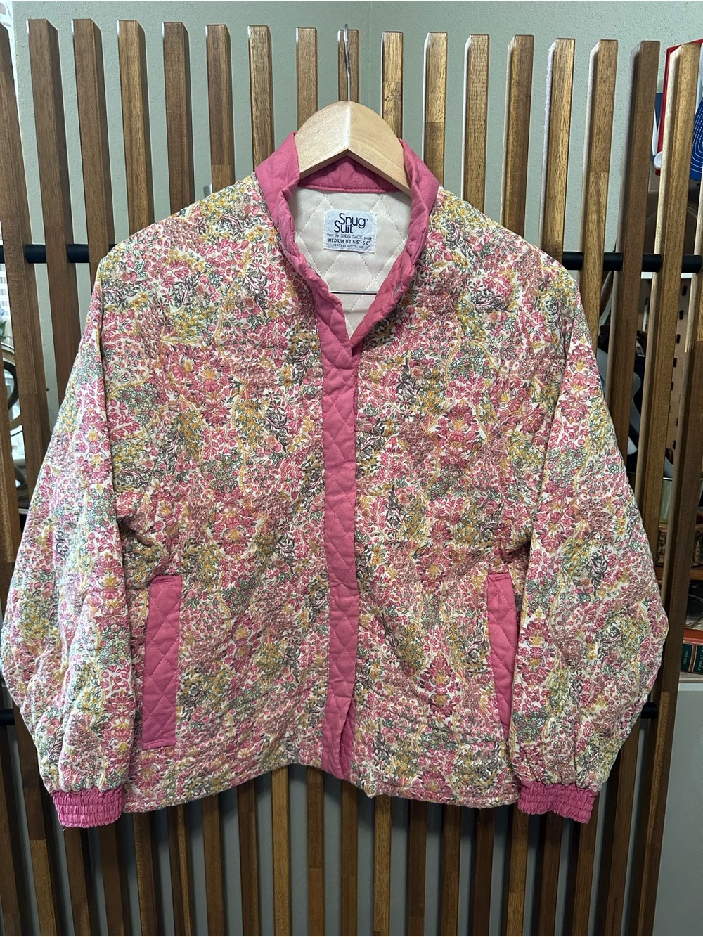 Vintage Snug Suit Floral Quilted Jacket Heritage Pink Calico Coat M